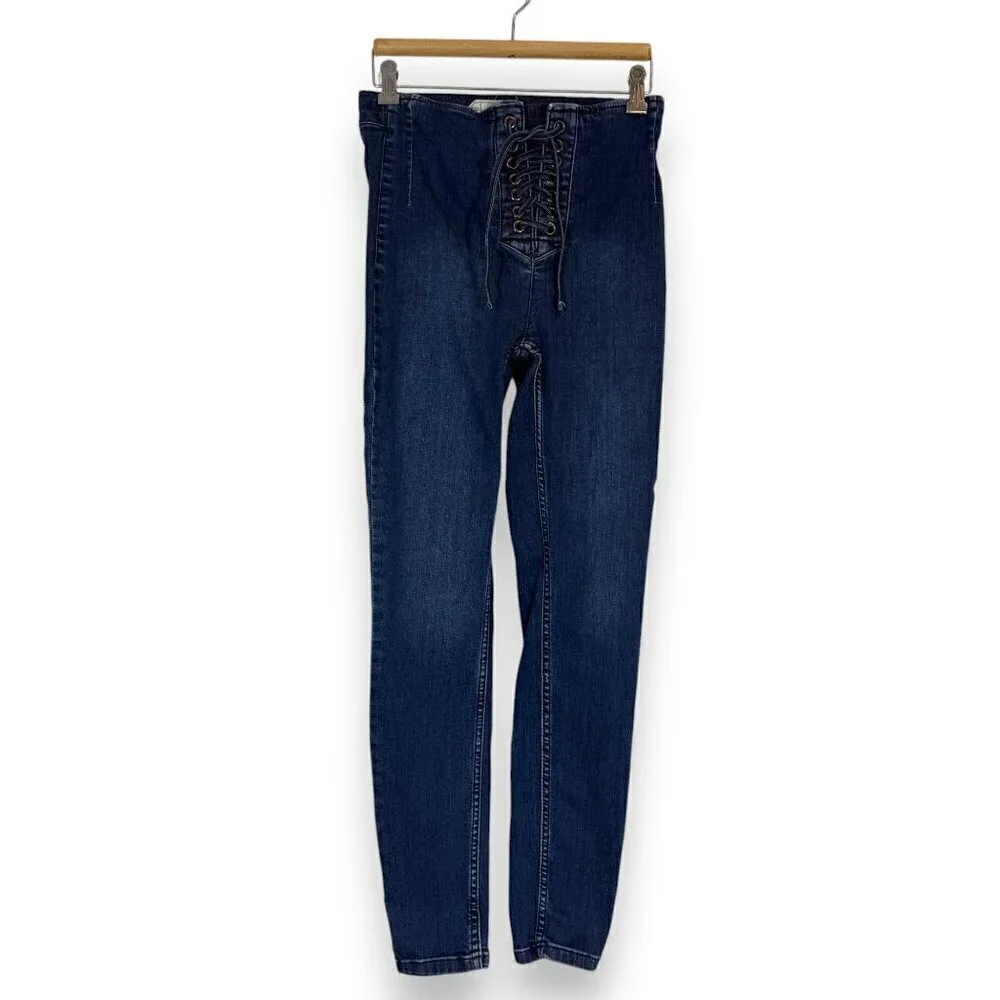 Free People Lace Up Jeans Retro Skinny 26